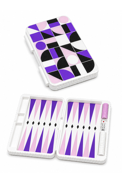 Tovo Craft Mini Size Backgammon 13X22 cm Travel Backgammon Geometric Patterne...