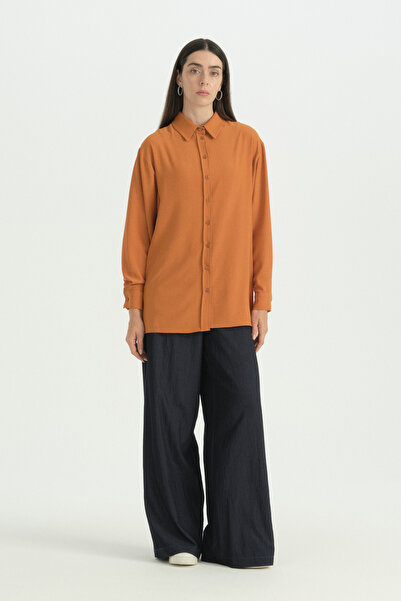 Nihan Vintage Shirt Tunic with Pili Detail - Cinnamon