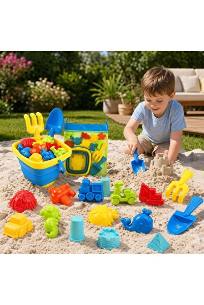 Generic 18 Pcs Plastic Beach Sand Play Set Foldable Bucket Shovel Molds Trave...