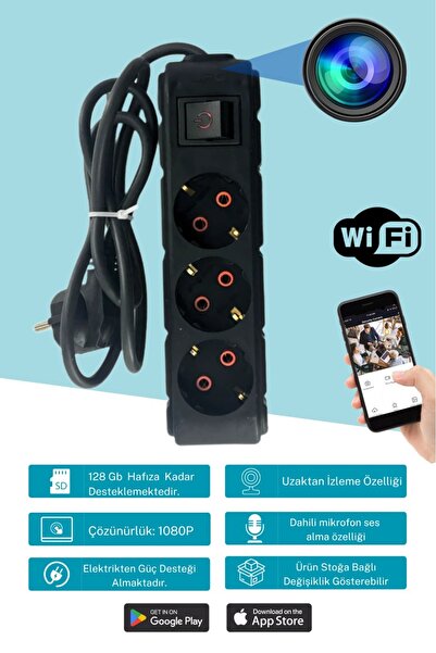 GenelTedarik 3'lü Korumalı bebek bakıcı Priz Güvenlik Kamerası Siyah Wİ-Fİ 10...