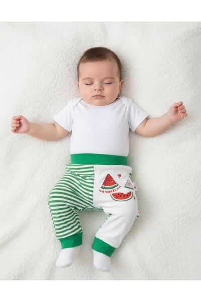 BEFS STORE Karpuz Kokulu % 100 PAMUK Ribanalı 0-9 Ay Tek Alt Bebe - Ekru