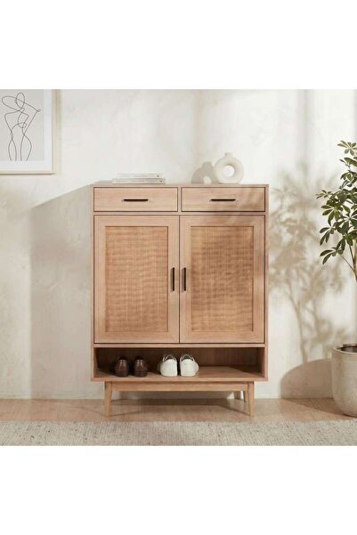 PAN HOME Oaktree Shoe Rack 15 Pairs With 2 Drawer - Natural