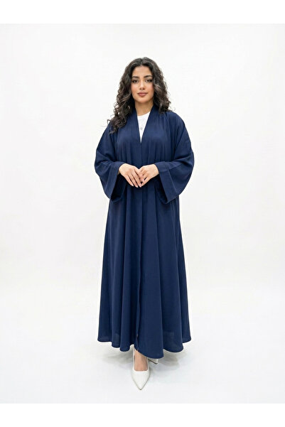 YOU ABAYA عباية ليان دبل كلوش ساده بقماش كريب كوري لون كحلي