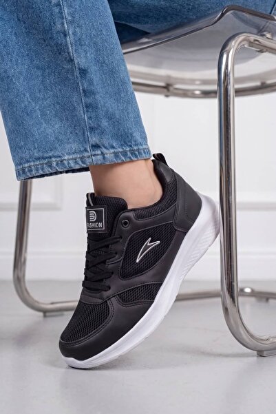NAVİSHOES Черно-бели дамски леки маратонки с връзки, с равна подметка, дишащи...