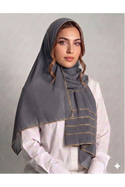 Veil Designer Boal Gray Japanese Fabric, Two Layers, Gold Trim on Both Ends, ...