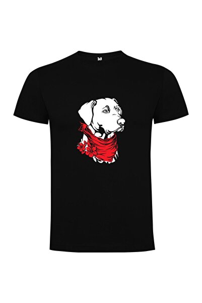 iLovePrints Red Scarf Labrador Portrait Tshirt
