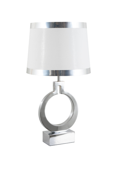 ARlight TLC 8813 Cr Επιτραπεζια Λαμπα Νικελ Στρογγυλη Βαση Αμπαζουρ Μπεζ Ασημ...