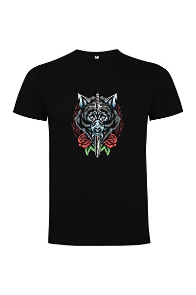 iLovePrints Sworded Rose Wolf Tshirt