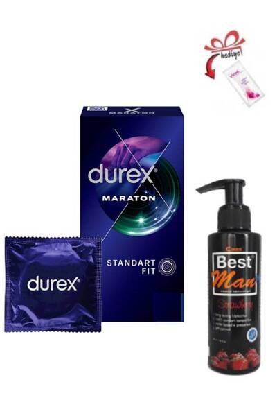Durex Maraton 5'li Prezervatif-Çilek Aromalı Su Bazlı Uyarıcılı Jel+Temizleme...