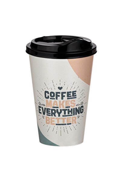Z Store Plastic Coffee Cup with Lid, 'Coffee Makes Everything Better' Print, ...