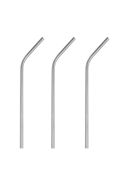 Z Store 3 bucăți Paie metalice unghiulare reutilizabile, Argintii, 6x215mm