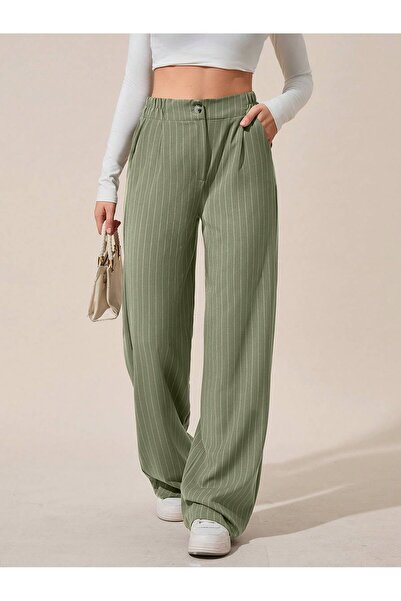 tuzu moda KADIN PANTOLON ÇİZLİGİLİ POLİVİSKON PANTOLON PALAZZO PANTOLON ARKA ...