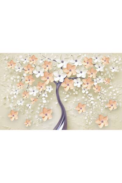 Persona Tablou Canvas, Copac Cu Flori Albe Si Roz- 100 X 70 cm