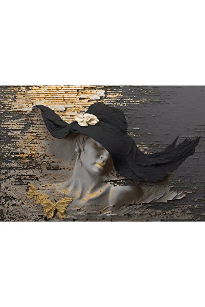 Persona Tablou Canvas, Pictura Unei Femei Cu Palarie Neagra- 100 X 70 cm