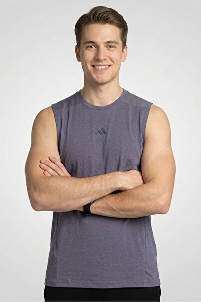 adidas Men Slim Fit Sleeveless Training Vest, Dark Purple