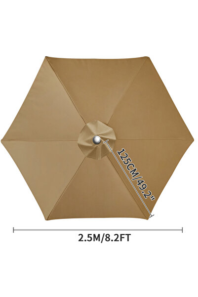 Choice Sand 6Ribs 2.5M Waterproof Replacement Umbrella Cloth 2/3M Patio Paras...