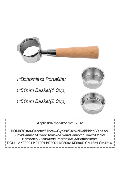 choice2 Donlim51MM-Beech A Coffee Bottomless Portafilter 51mm For Homix H11 O...