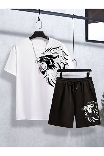 JANTIL MODA Men's Oversize Basic T-Shirt and Shorts Combination Set 👕 🩳