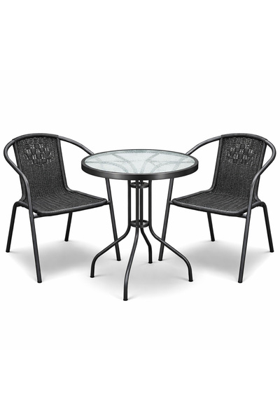 Saray Home Σετ (3 τεμάχια) Τραπέζι με σκληρυμένο γυαλί ασφαλείας & 2 Καρέκλες...
