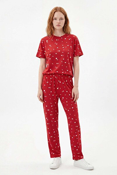 HAKKE Set de pijamale pentru femei cu imprimeu inimioare