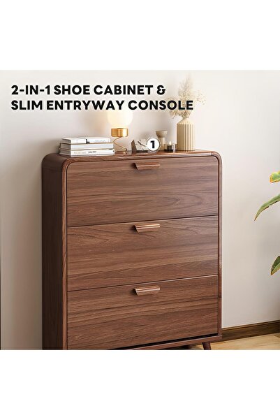 sharpdo 3-Layer Home Entrance Simple Ultra-Thin Flip Shoe Cabinet, Can Hold About 12 Pairs of Daily Shoes
