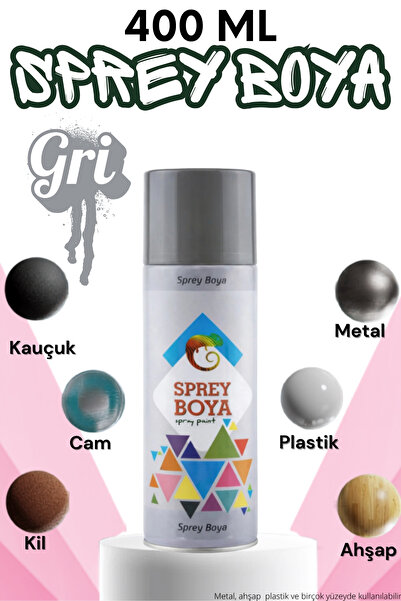 KAYRA LEATHER CRAFT 400 ml Sprey Boya Gri Metal Ahşap Beton Duvar Yüzeylere U...