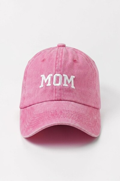 ŞapkaMania Mom Written Pink Washed Fabric Vintage Unisex Sports Hat