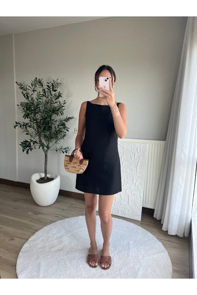 Lin Ersoy Keten Mini Elbise