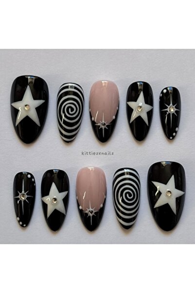 choice2 QXXX-M 10 pieces of hand-pressed almond-shaped nails, beautiful false...