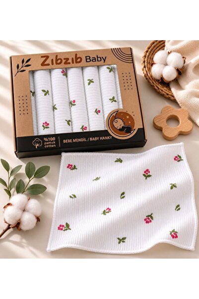 Zıbzıb baby 7'li Lale Desenli %100 Pamuk Bebek Ağız Mendili
