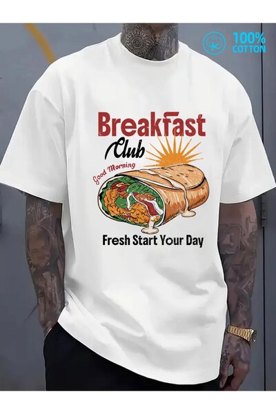 NOURAM Breakfast Club T-Shirt T-shirts Tshirts Men's 180G 100% Cotton Short G...