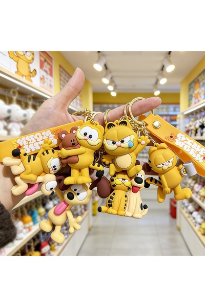 Choice9 funko S 6PCS Garfield 3D Silicone Keychain Set Cartoon Cat Figure Bag...