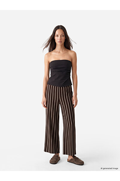 LC Waikiki Pantaloni de damă cu dungi cu talie elastică