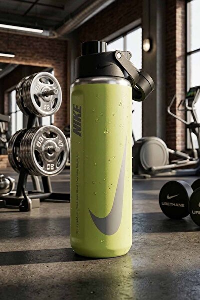 Nike 32 oz (946 ml) Paslanmaz Çelik Sporcu Matarası - Lime Yeşili