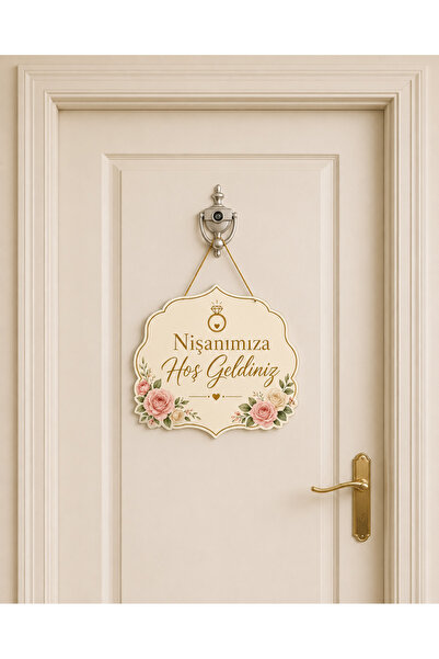 GRAFİLLİ DESİGN Engagement Door Decoration Purple Floral Welcome Written Stat...