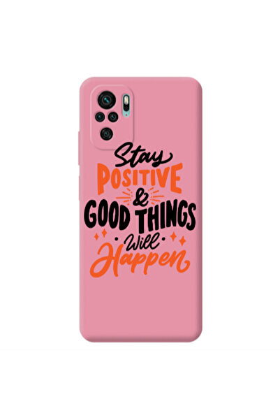Other Xiaomi Redmi Note 10S Stay Positive Pink Colored Silicone TPU Θήκη