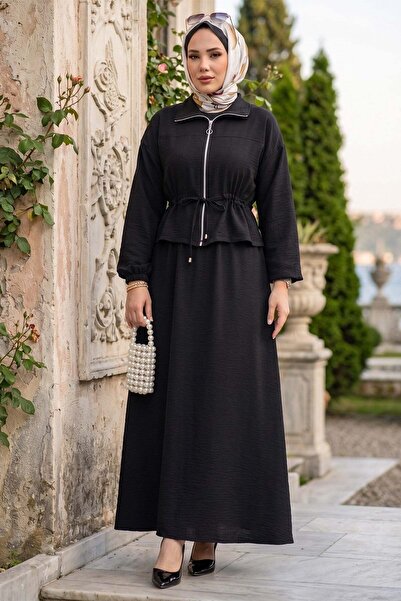 hafsamina Διπλό Σετ με Αμάνικο Φόρεμα και Ζακέτα Μαύρο HM2922