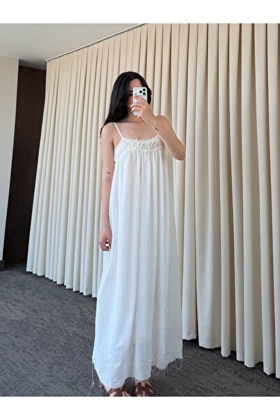 My Blog White Lined Dress with Adjustable Strap - Y2331700