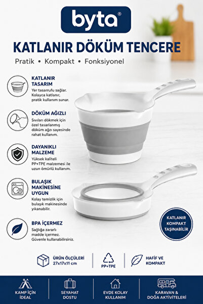 BYTA Katlanabilir Silikon Maşrapa ve Su Dökme Kabı 27x17x11 cm – Çok Amaçlı, ...