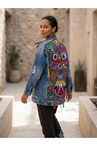 Rabiossa Women's Special Design Ethnic Denim Jacket