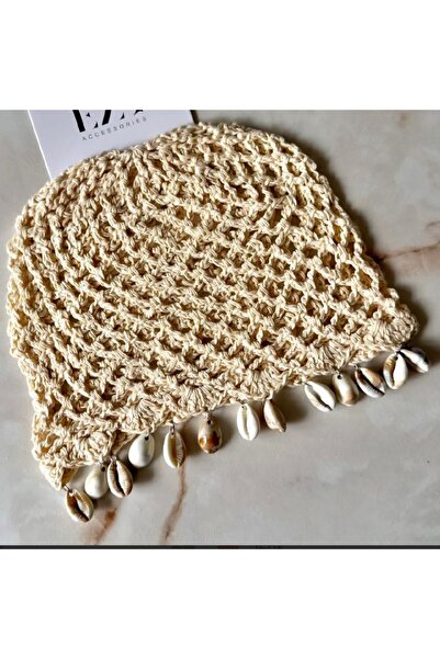 Generic Brand Bohemian Oyster Detailed Hand Knitted Fishnet Beanie