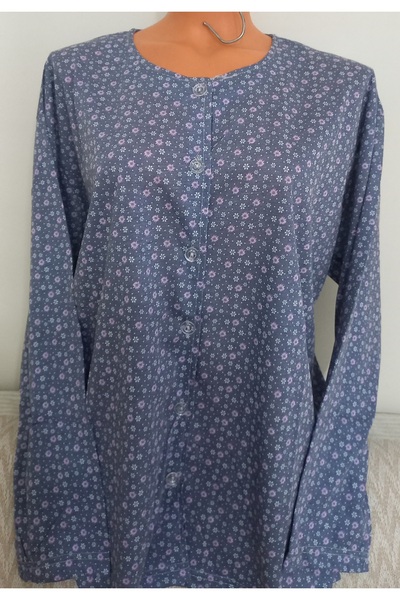 Anne Er Clothing Paper Print Combed Cotton Blouse Long Sleeve Front Buttoned ...