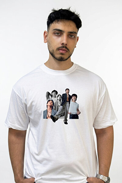 Anetos Bts Jungkook Design Printed Oversize White T-Shirt