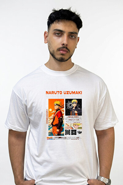 Anetos Naruto Uzumaki_1 Design Printed Oversize White T-Shirt