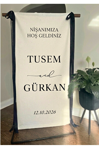 Hobi Sepeti Branda Karşılama Panosu, Kişileştirilebilir, Düğün Söz Nişan Arka...
