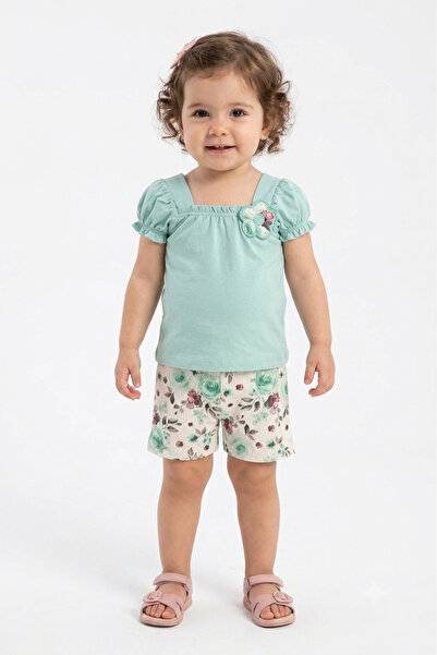 VEGAMOD Summer Baby Girl Rose Detail Shorts and Top Set 6-9-12-18-24 Months