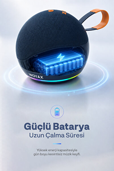 woyax Bluetooth Hoparlör 15W Kablosuz Küre Speaker Güçlü Ses Yüksek Bass Taşınabilir Ses Bombası USB TWS Adaptif RGB Led