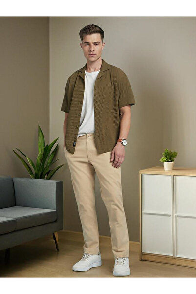 Dennis Lingo By Styli Men Beige Solid Straight Fit Chino Pants