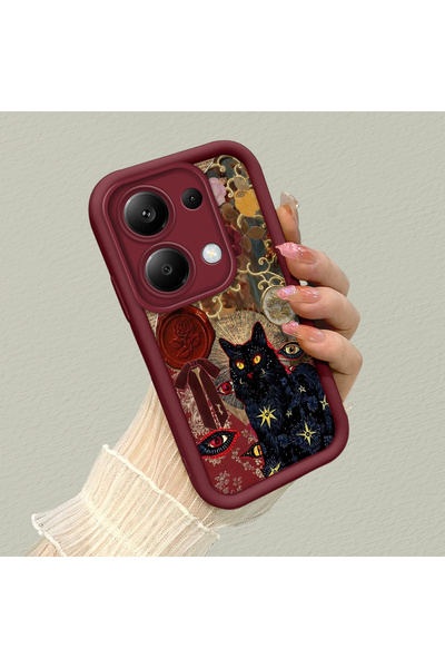 ARTISHELL Redmi Note 13 Pro 4G Uyumlu Gizemli siyah kedi desenli silikon tele...