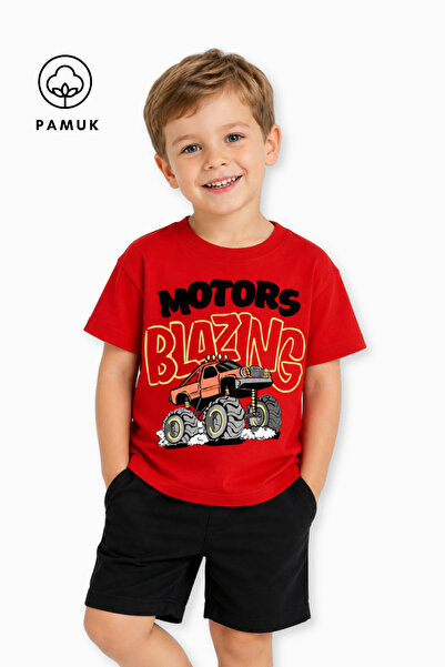 difa kids Motors Car Printed Casual κοντομάνικο καλοκαιρινό μπλουζάκι για αγόρια
